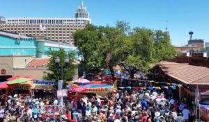 An overhead view of the crowds at Fiesta de los Reyes, 2017